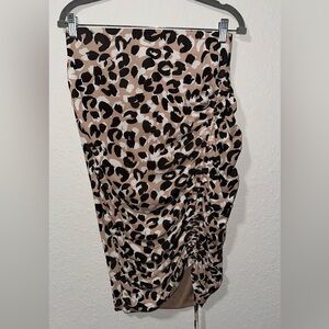 Calvin Klein Animal Print Ruched Skirt – Adjustable Side Drawstring, Size M